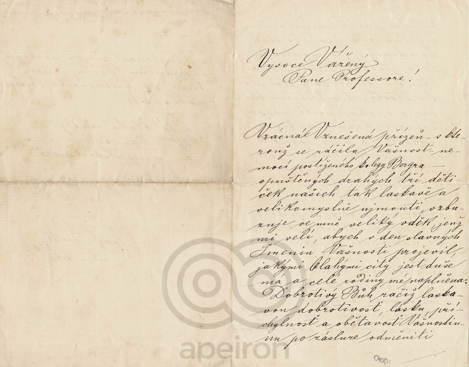 Dopis učitele Josefa Suka H. Wihanovi, pravděpodobně duben 1894